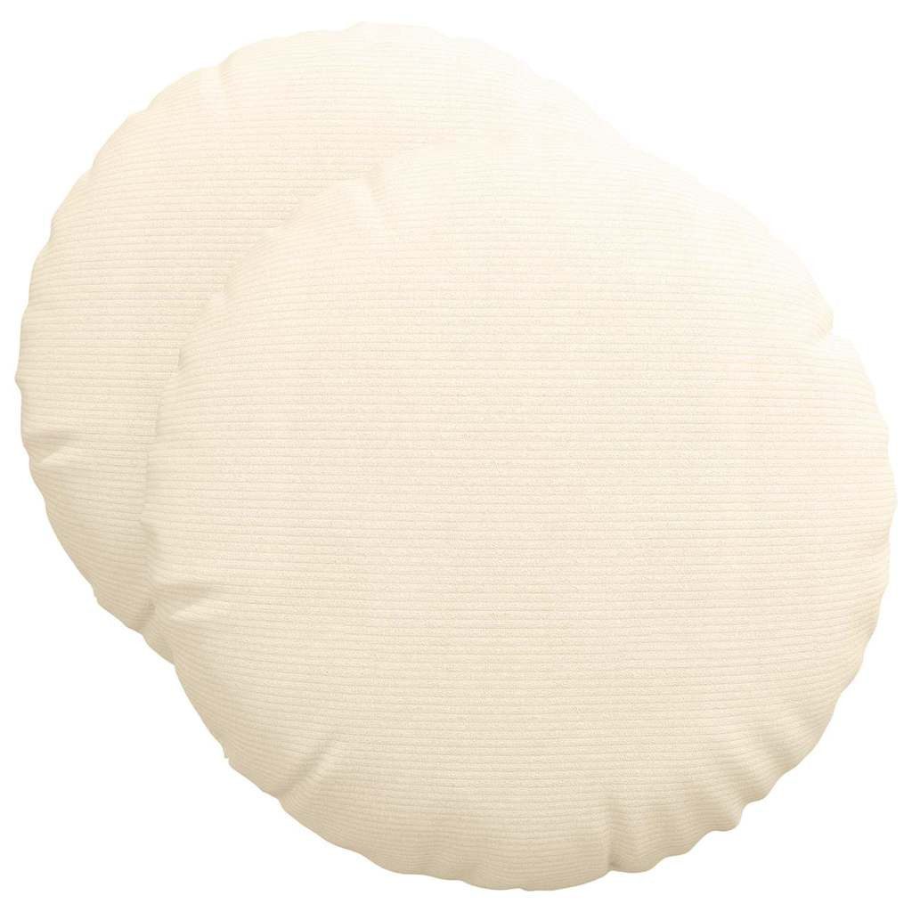 vidaXL Sitzauflage Sitzkissen 2 stk. Cordstoff Creme Ø50 x 19 cm, (2 St)