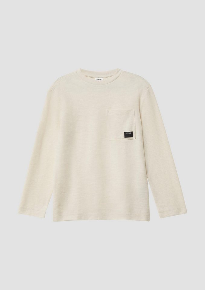 s.Oliver Langarmshirt T-Shirt Longsleeve aus strukturiertem Jersey mit Brusttasche
