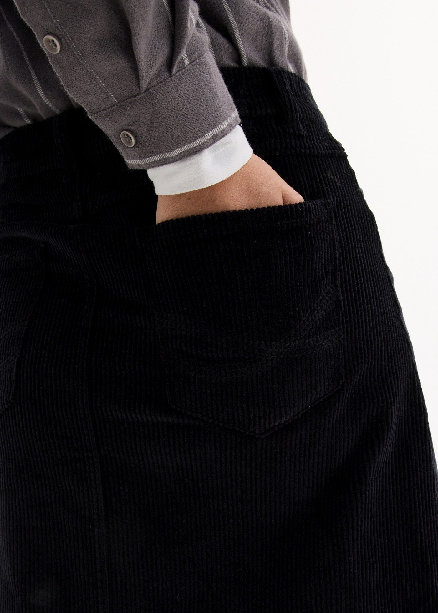 bonprix Cordrock mit Stretch, mit durchgehender Knopfleiste, mit Gürtelschlaufen