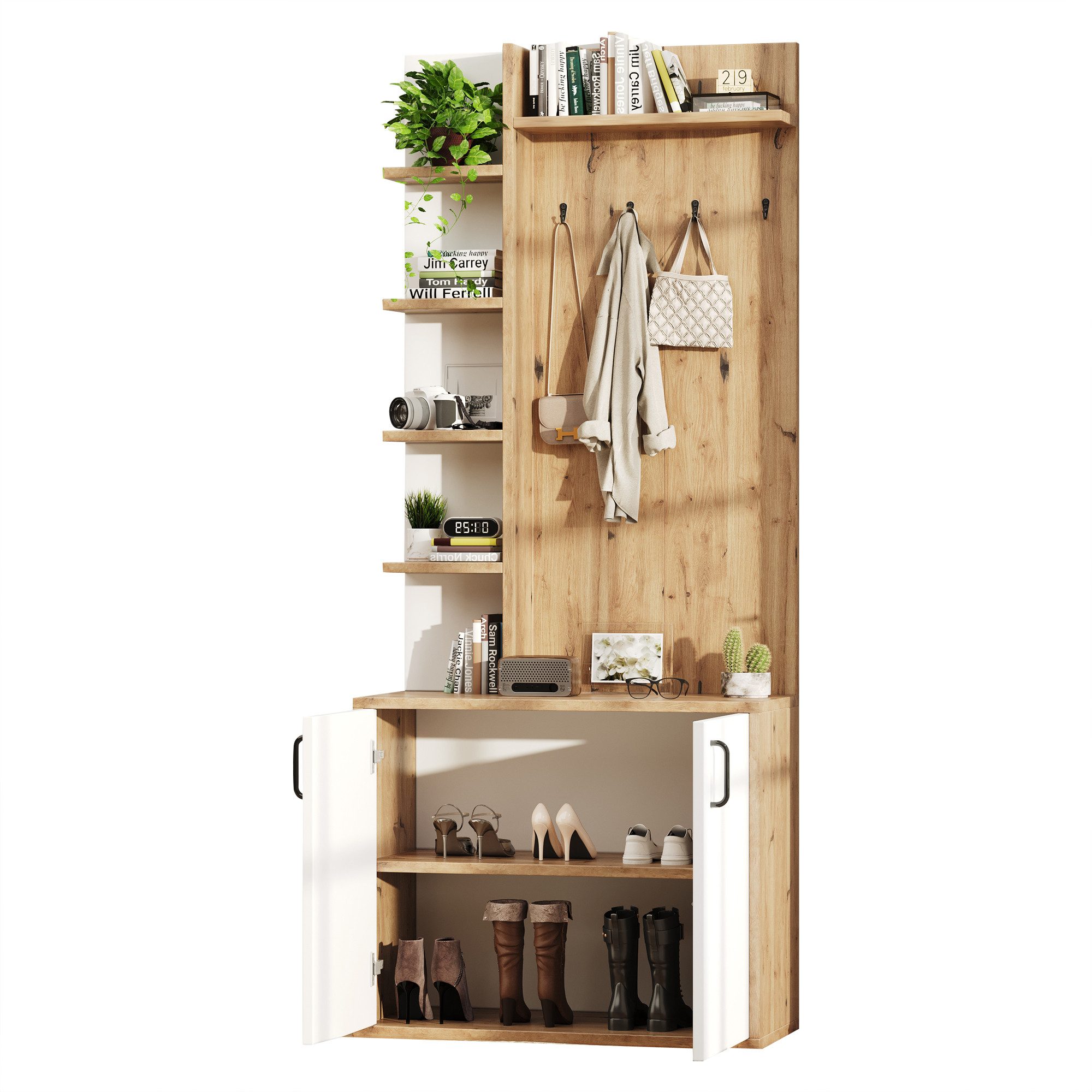 OKWISH Garderoben-Set 180cm hoch, (Stauraumschränken, 1-St., Flurausstattung mit Kleiderhaken), Flurschrank mit 5-lagiger Stauraumeinteilung
