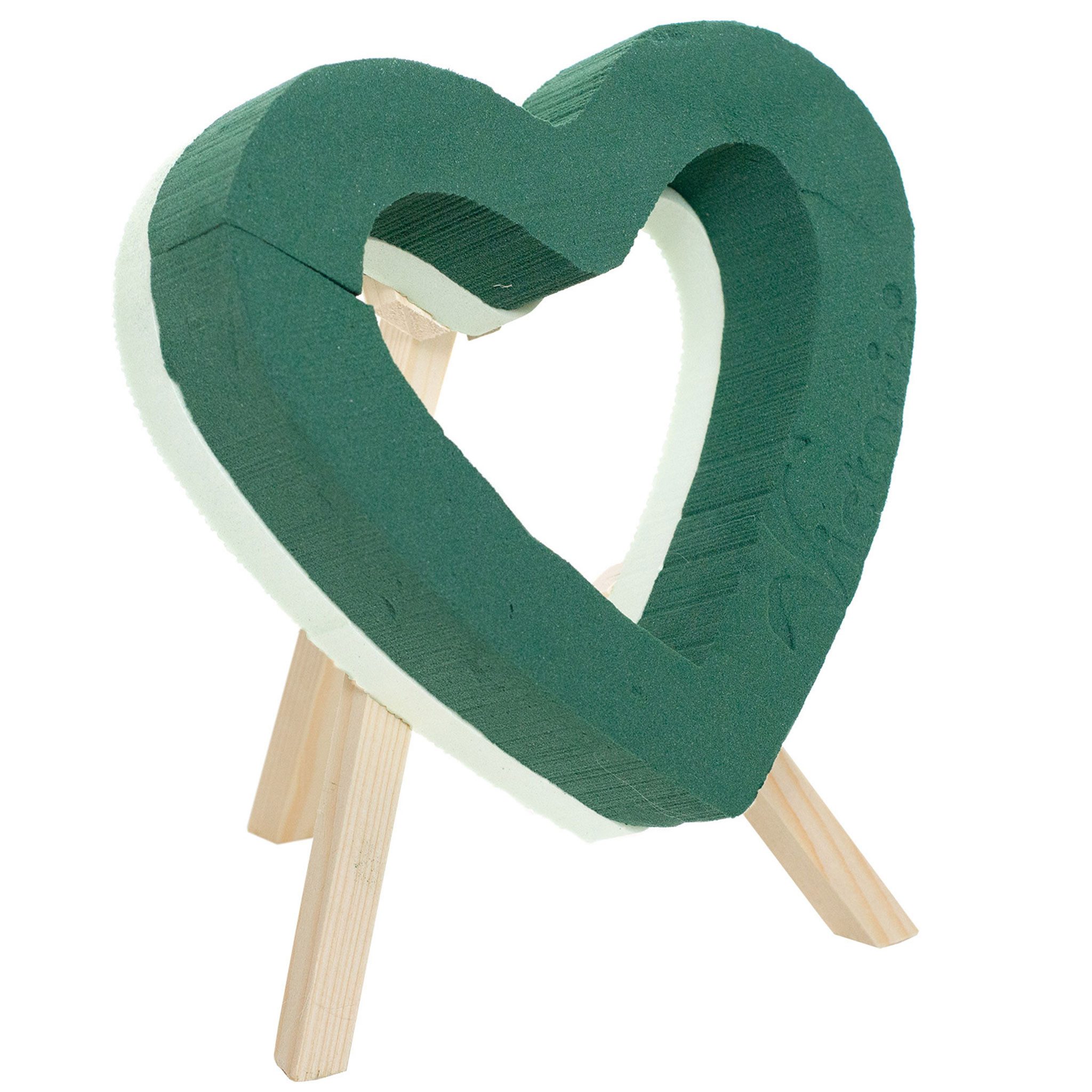 Creativery Bastelmoos, Nass Steckschaum Herz 30cm offen mit Holzständer H.32cm