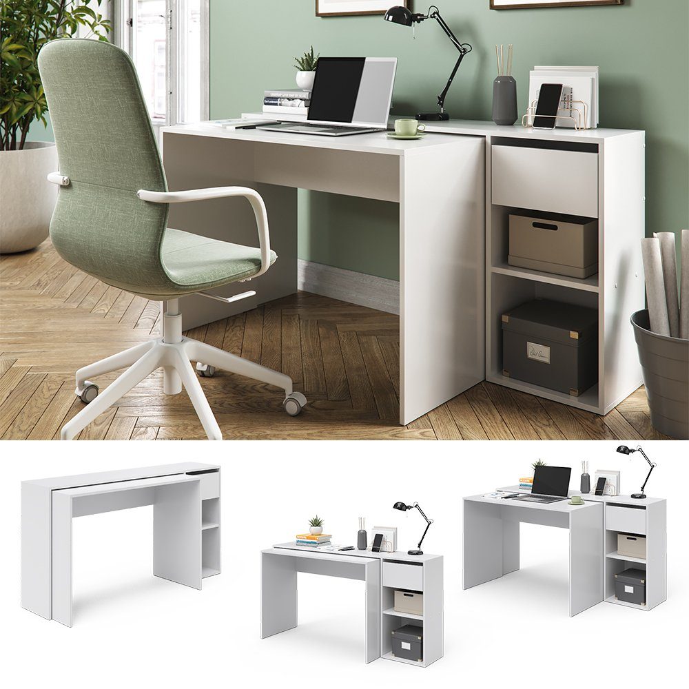 Vicco Schreibtisch »Computertisch ausziehbar Arbeitstisch BEN Weiß«