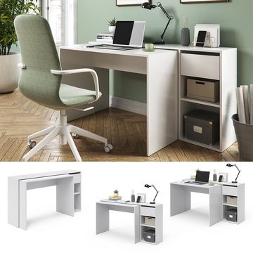 Vicco Schreibtisch Computertisch ausziehbar Arbeitstisch BEN Weiß