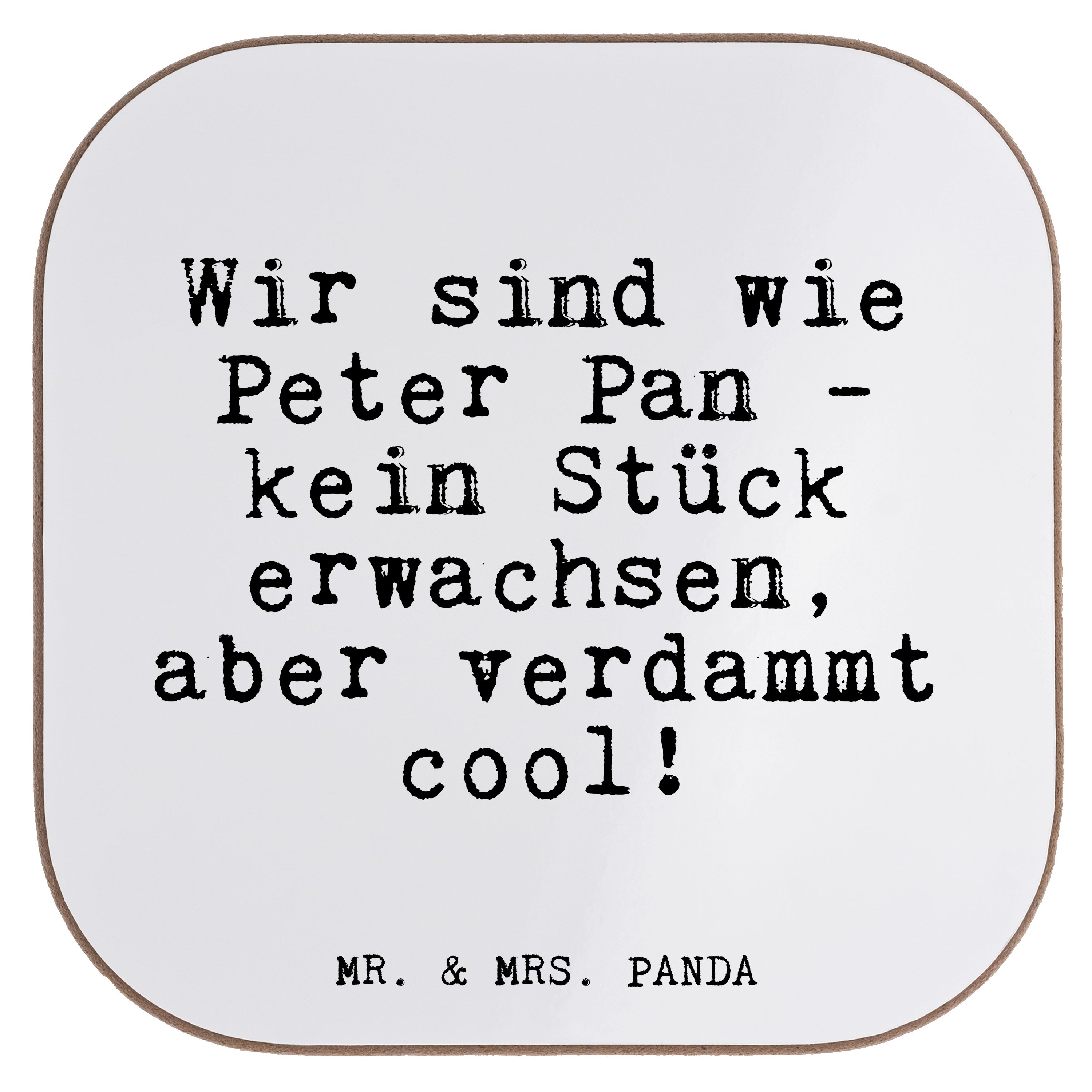 Mr. & Mrs. Panda Getränkeuntersetzer Wir sind wie Peter... - Weiß - Geschenk, Spruch, Untersetzer Gläser, 1-tlg.