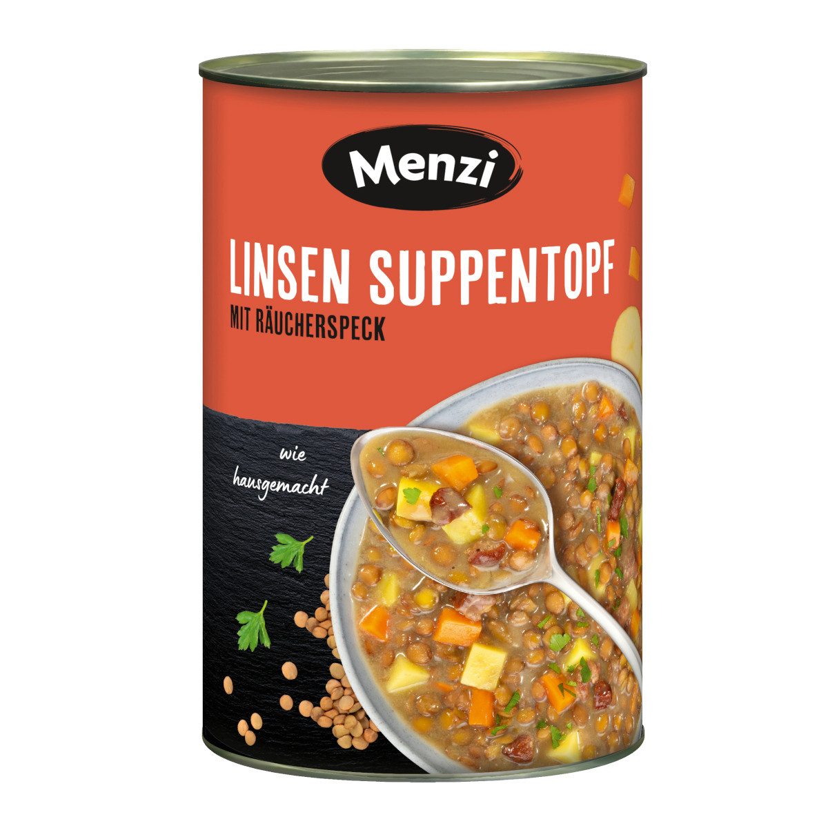 Menzi Fertiggericht, Menzi Linsen Suppentopf mit Räucherspeck tafelfertig 4200 g