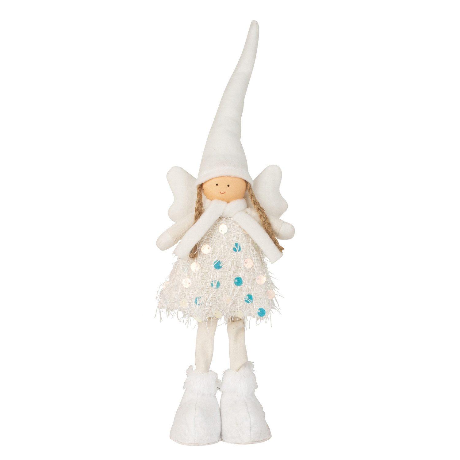 Mel-O-Design Engelfigur Weihnachtsfigur Engel Weihnachtsengel (Weihnachtsdekoration, stehend, H: ca. 40 cm), mit wunderschönem Glitzerkleid