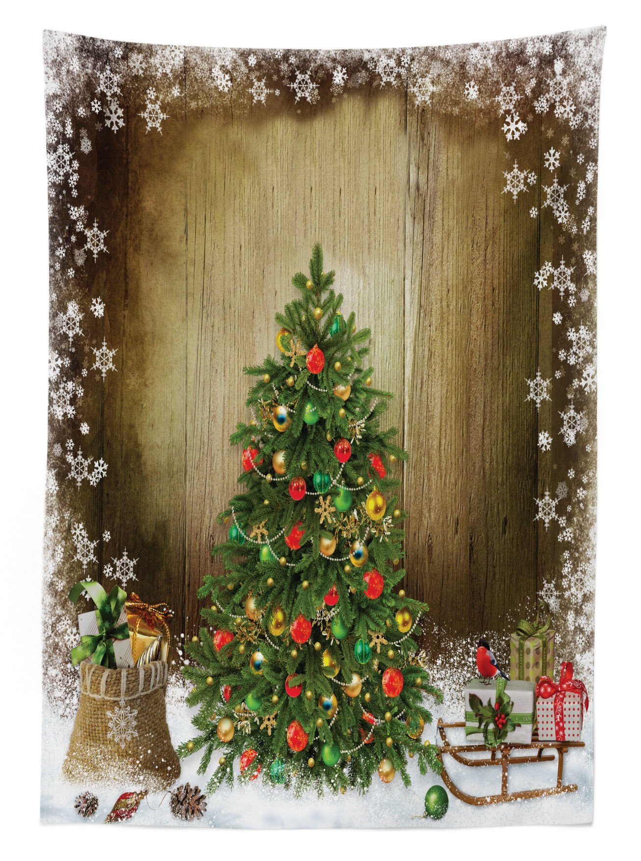 Für Farben, Weihnachten Presents Außen den Abakuhaus Pine Klare Tischdecke Waschbar Farbfest Tree geeignet Bereich