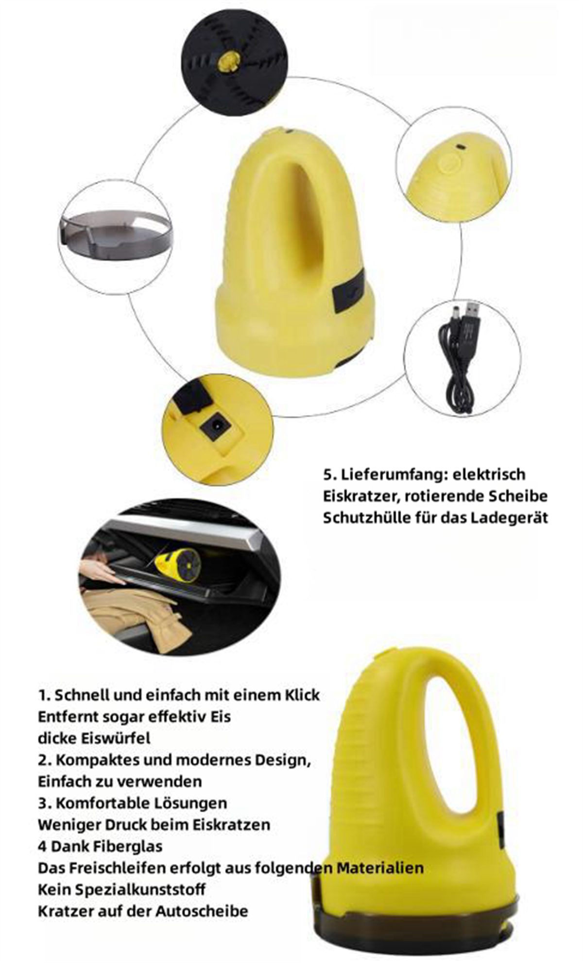 Gelb verhindert carefully Schneepflug Eiskratzer Notfallwerkzeug Elektrischer Glasschäden, selected