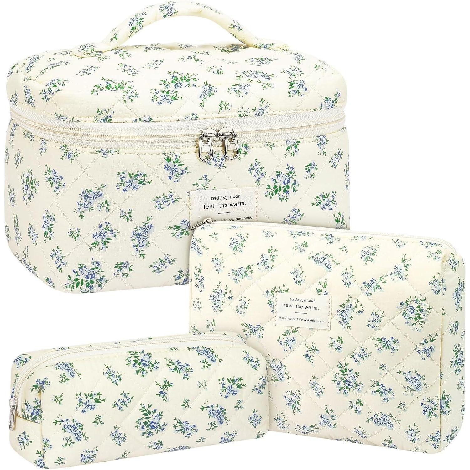 LuxusKollektion Kosmetiktasche Kosmetiktasche Damen 3er Set Blumenmuster Wasserdicht Aa1