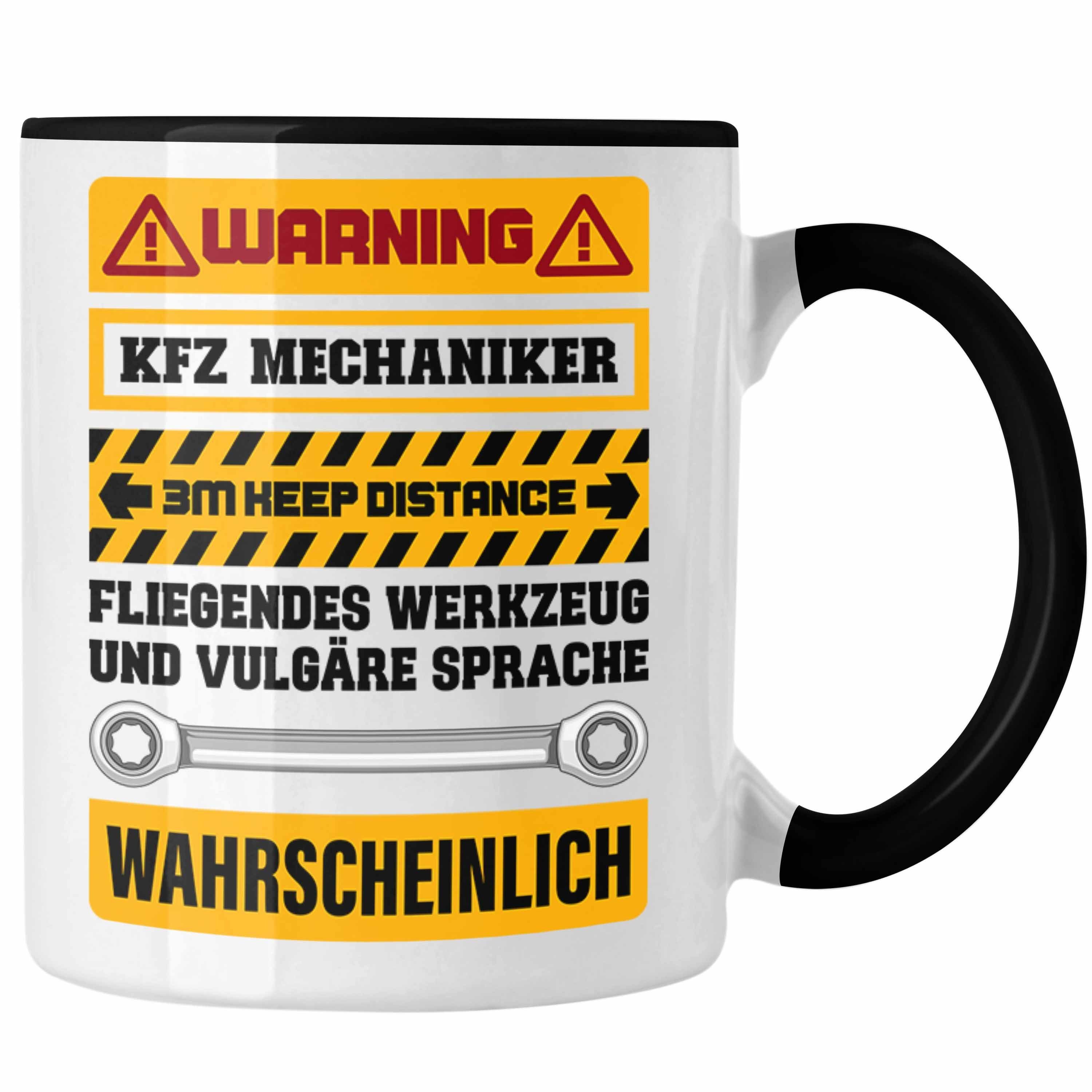 Trendation Tasse Trendation - KFZ Mechaniker Tasse Geschenk Lustig Spruch Geschenkidee Mechaniker Lustig Schwarz