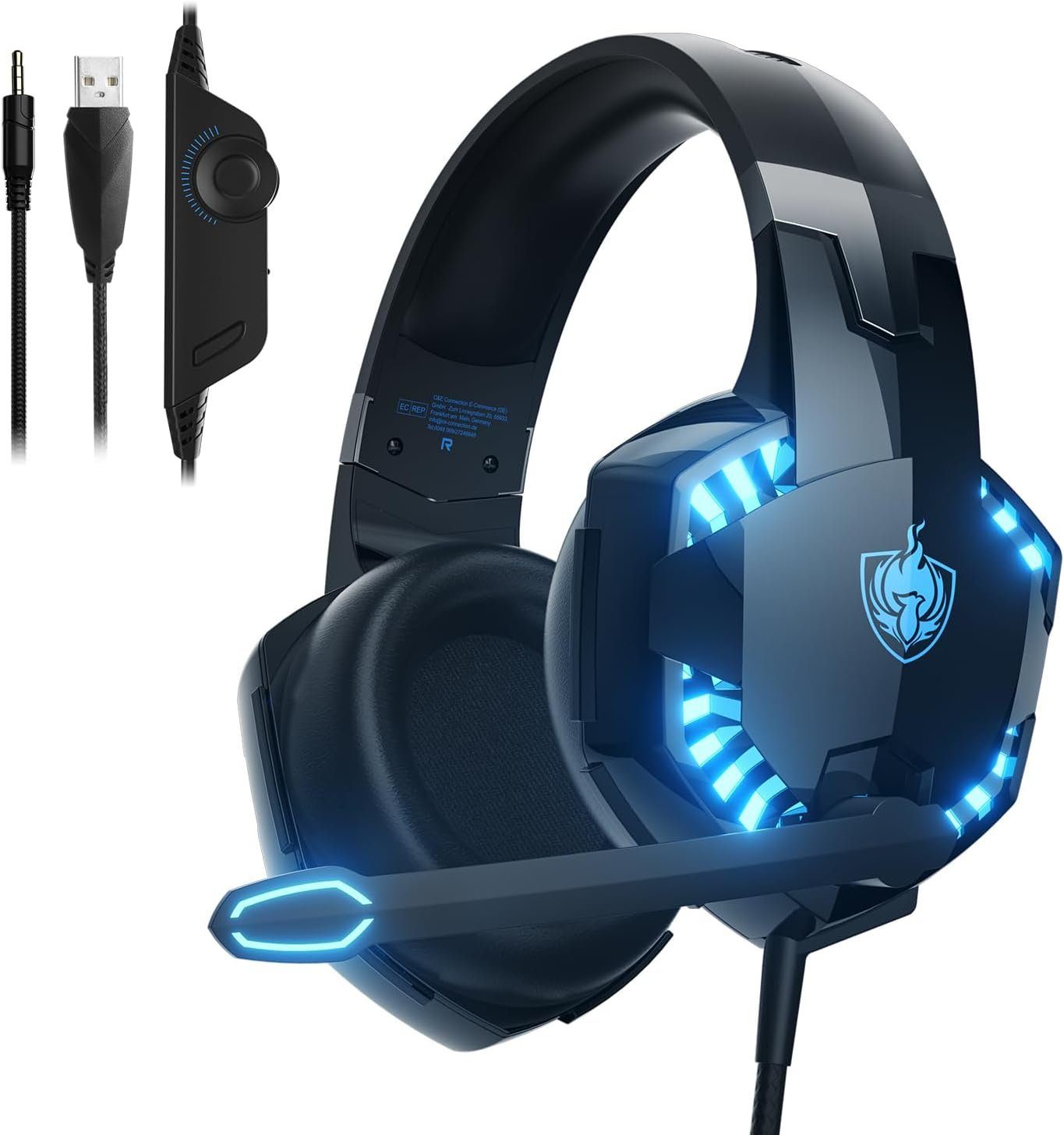 Headset geräuschunterdrückung mikrofon 3D-Surround-Sound PHOINIKAS für Mikrofon, headset (Gaming kopfhörer) mit Gaming-Headset Usb-Head-Set, ohrenschützer Gaming