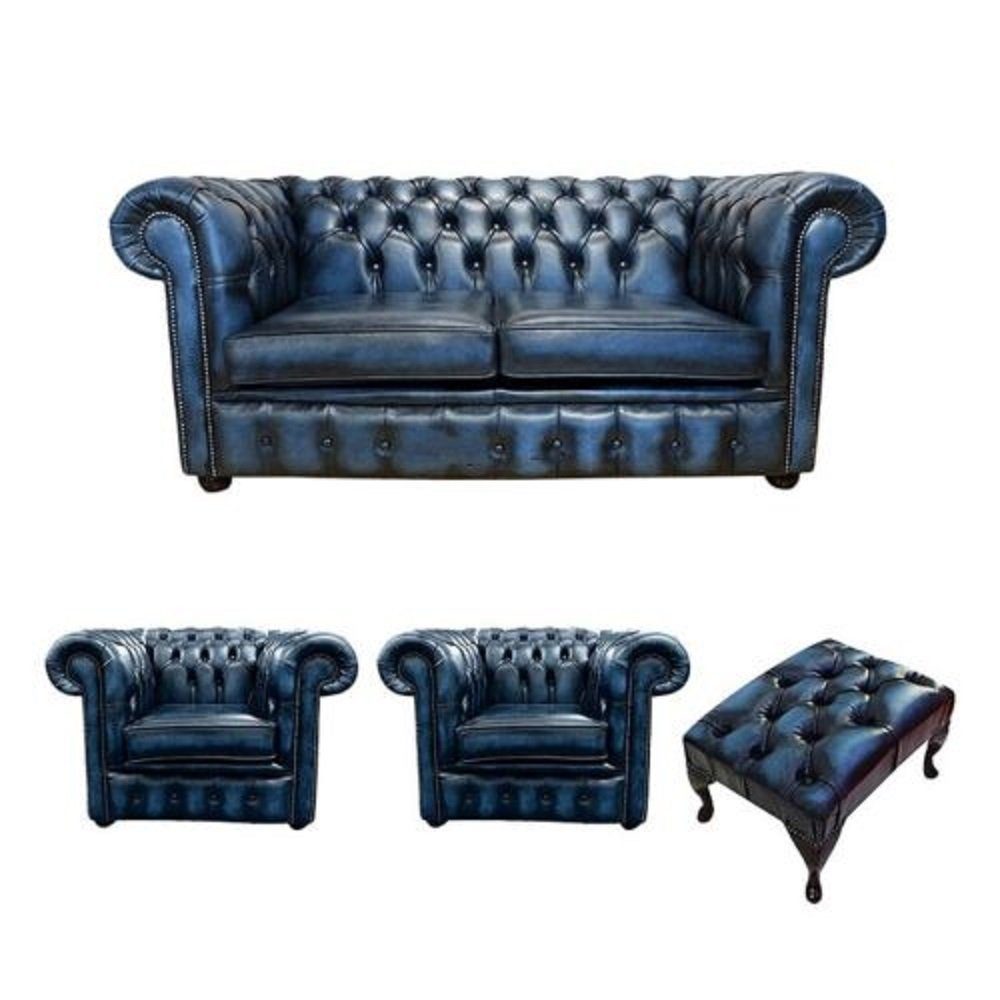 in Polster Leder Sofa Made Couchen JVmoebel Europe Sofa Sofas Couch 2+1+1, Chesterfield