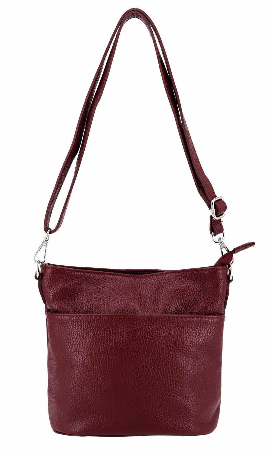 ITALYSHOP24 Schultertasche Made in Italy DAMEN LEDER TASCHE Crossbody Umhängetasche Mini Hobo Bag, Ledertasche Damentasche City Bag CrossOver Freizeit CrossBag Shopper