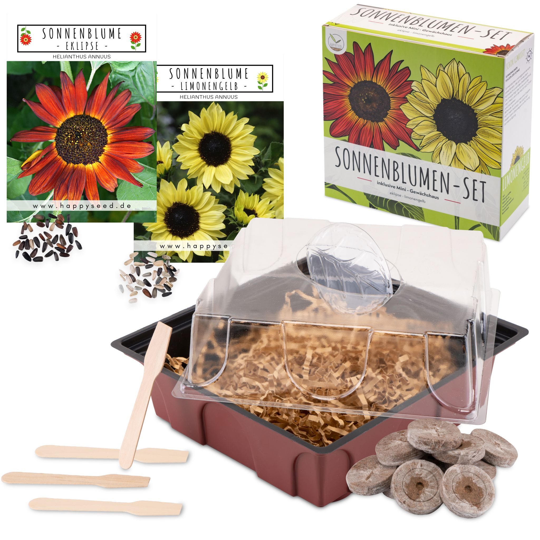 Blumensamen Sonnenblumen Anzuchtset - Pflanzset Eklipse + Limonengelb