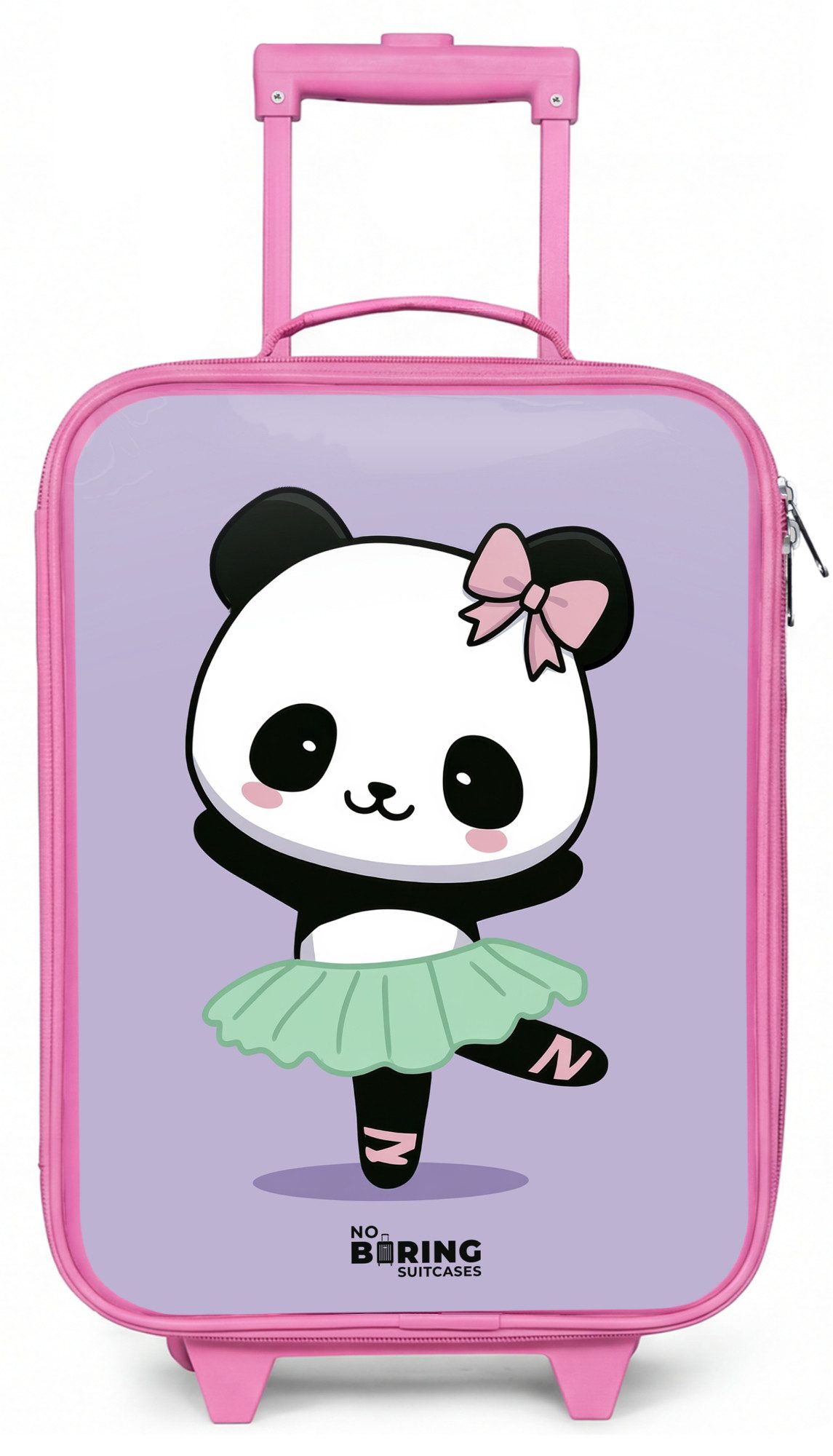 NoBoringSuitcases.com© Kinderkoffer Rosa - mit leuchtende Räder - Kawai - Ballett - Panda, 2 Rollen, Handgepäck-Koffer, Kinderkoffer, Reisekoffer Mädchen