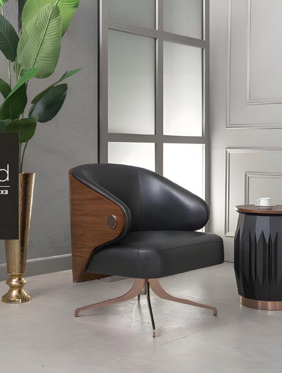 Xlmoebel Sessel XLMOEBEL moderner Sessel aus Leder in elegantem Schwarz (1-St., Sessel), Made in Europa