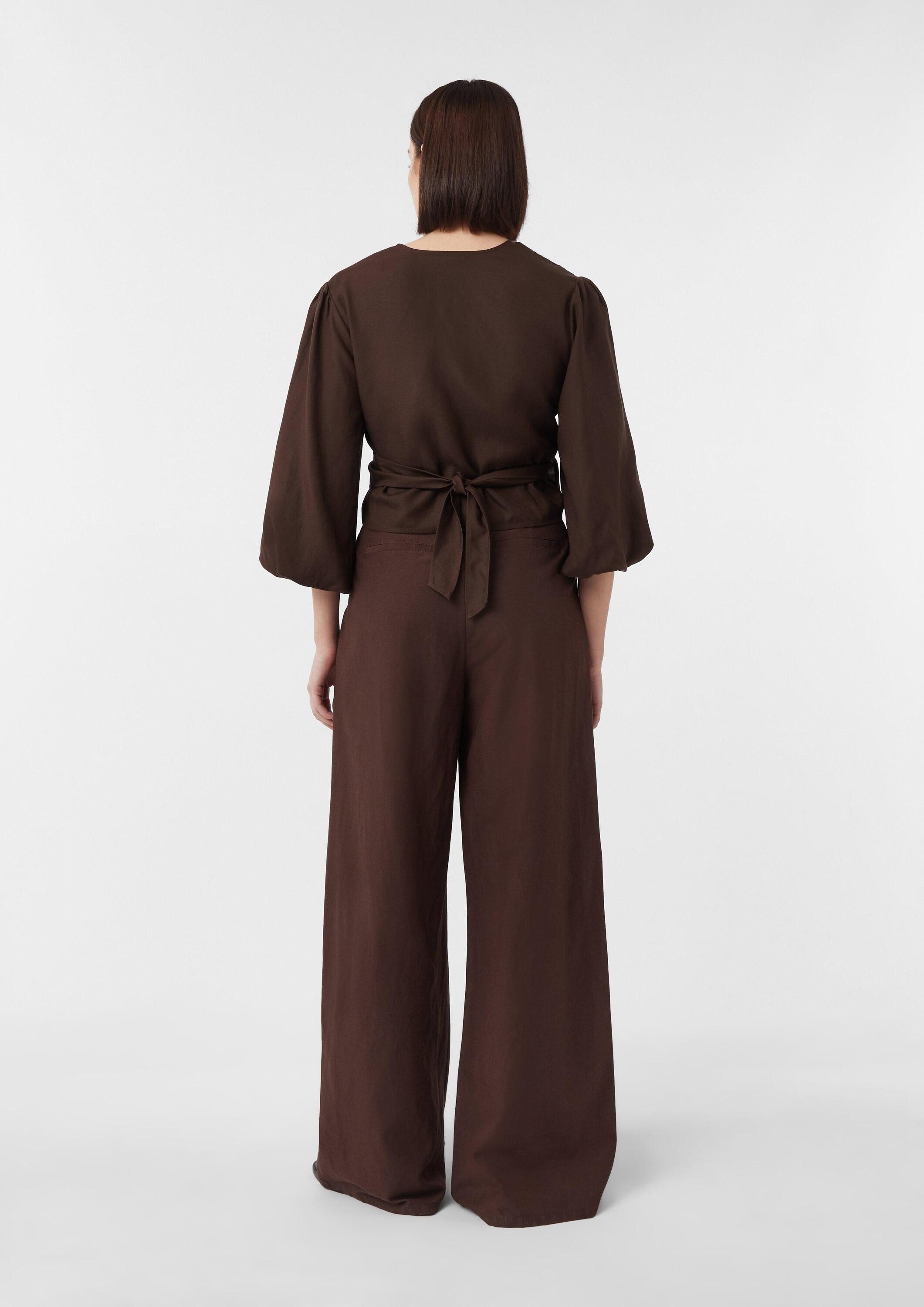 comma Kurzarmbluse Bluse Bluse aus Leinenmix zum Knoten, comma x Füsun Lindner