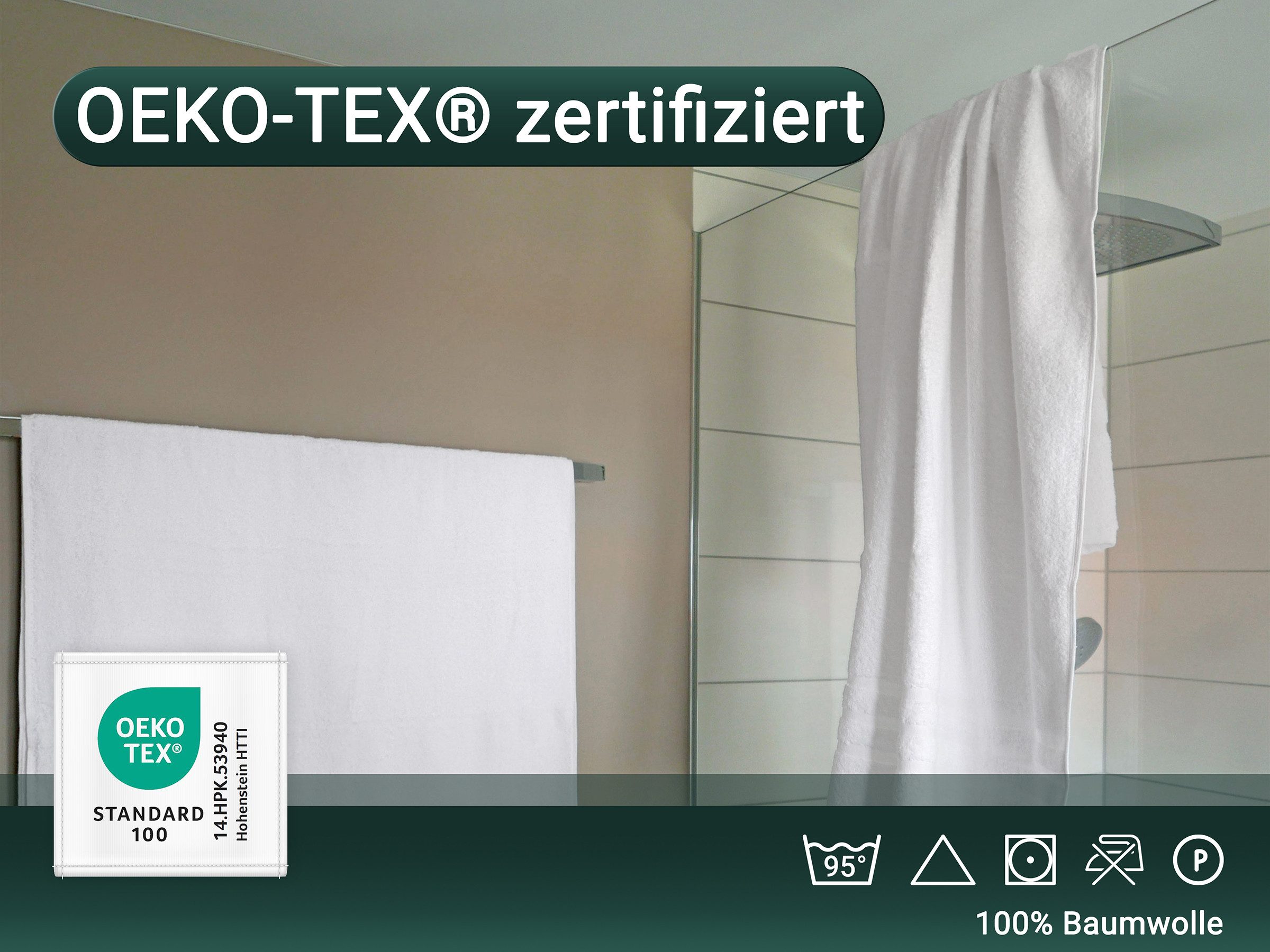 ZOLLNER Duschtücher, Walkfrottier (2-St), 70 x 140 cm, 100% Baumwolle, vom Hotelwäschespezalisten