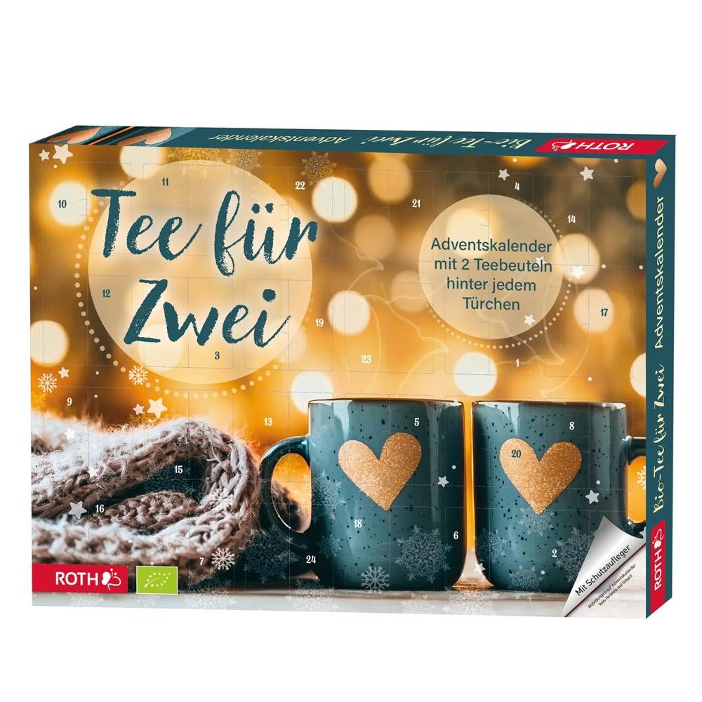 Roth Tee Bio-Tee-Adventskalender für Zwei 48 Teebeutel 24 Bio-Teesorten, Teegenuss, Geschenkidee, Genussmomente, Teevielfalt, Vorweihnachtszeit