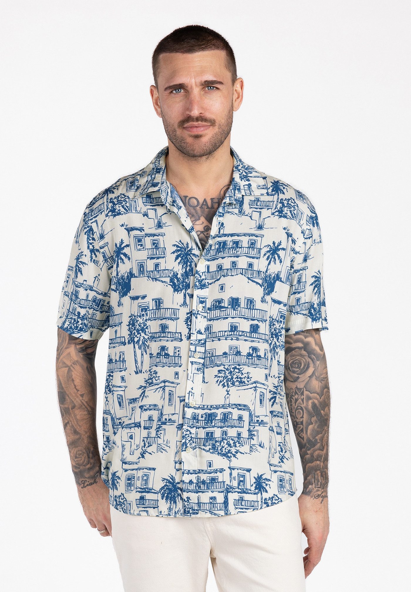 Key Largo Kurzarmhemd MSH KLVILLAGE 1/2 allover printed (1-tlg)