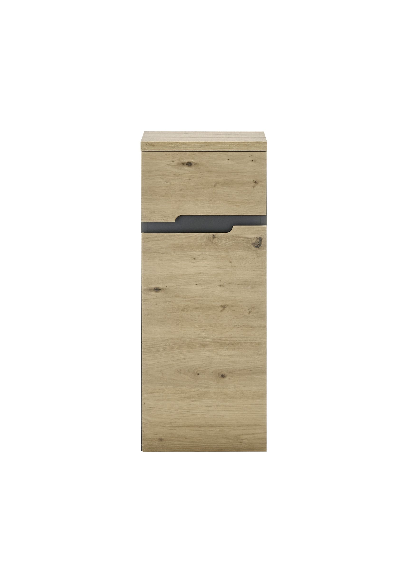 PREISBRECHER Badkommode Memphis, Grau / Artisan Eiche Dekor - 30x74x31cm (BxHxT)