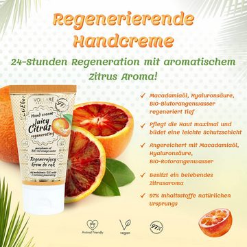 Vollarè Cosmetics Handcreme Regenerierend Creme Macadamiaöl Blutorangenwasser Vegan Bio Natural, 1-tlg.
