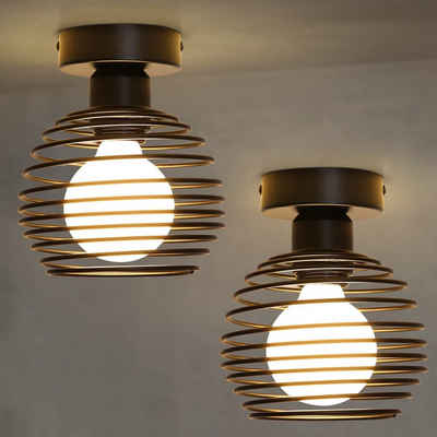 Nettlife Deckenleuchte 2ER Vintage Schwarz E27 Lampenfassung Industrial Metall Lampenschirm, LED wechselbar, Flur Küche Gang Schlafzimmer
