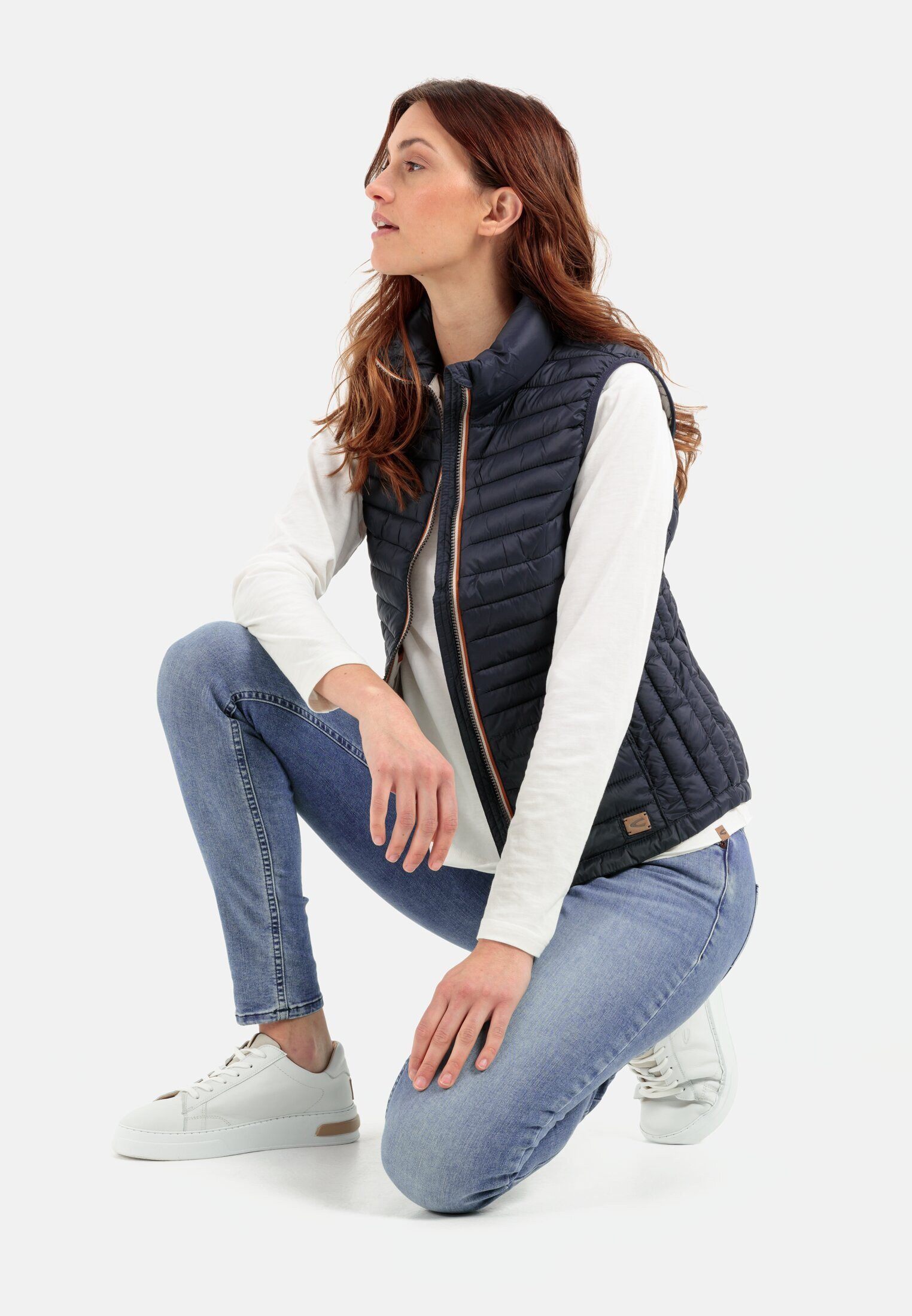 camel active Steppweste Steppweste aus recyceltem Material ärmellos mit Stehkragen