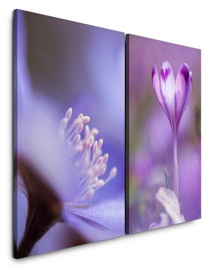 Sinus Art Leinwandbild 2 Bilder je 60x90cm Blumen Blüten Sanft Zart Duftend Dekorativ Fotokunst