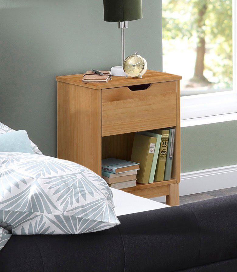 Home affaire Nachtkonsole Post, massives Kiefernholz, Stauraummöglichkeit d günstig online kaufen