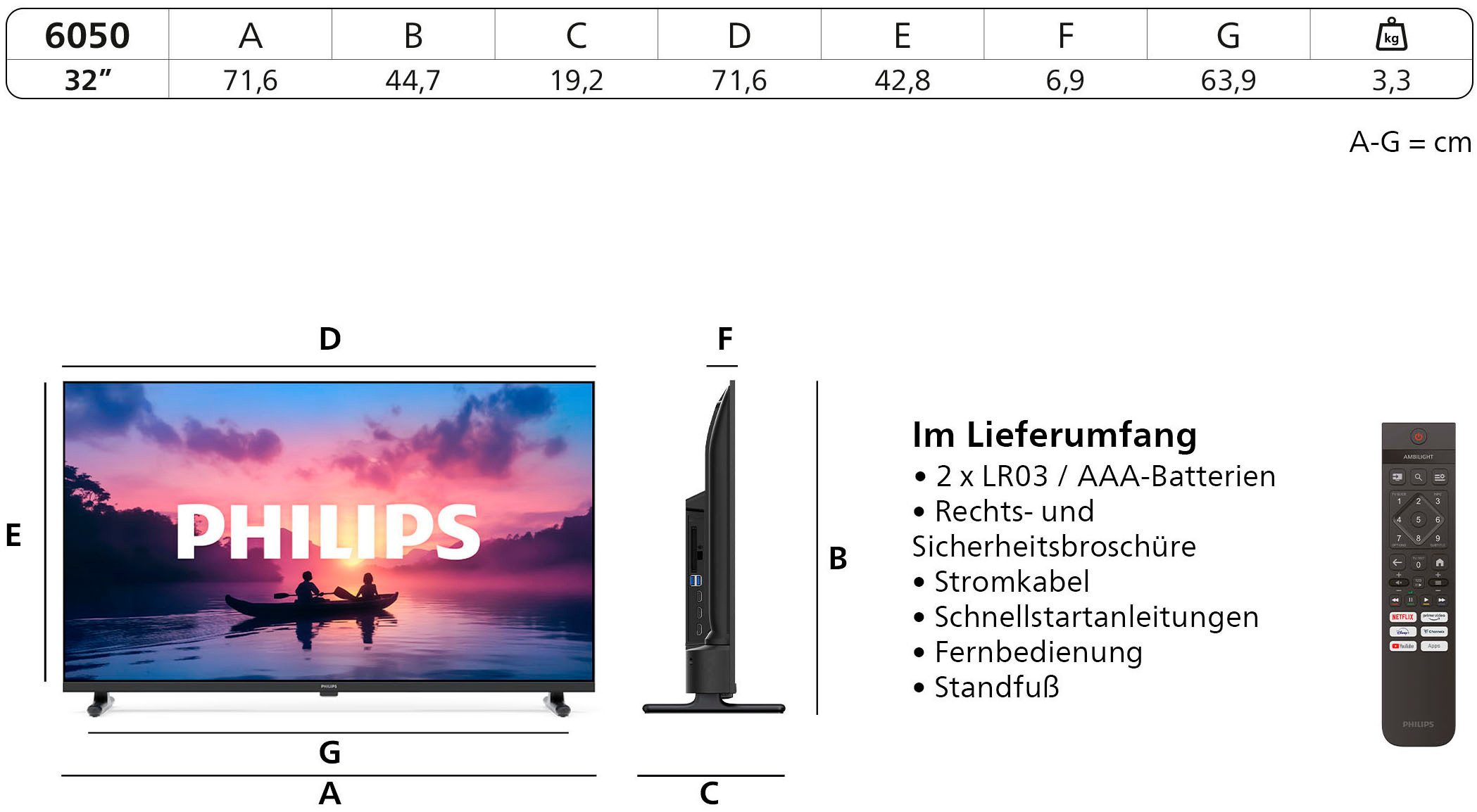 Philips 32PHS6060/12 LED-Fernseher (80 cm/32 Zoll, HD ready, Smart-TV)