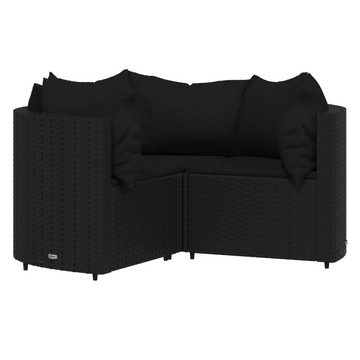 vidaXL Gartenlounge-Set 4-tlg. Garten-Lounge-Set mit Kissen Schwarz Poly Rattan, (4-tlg)