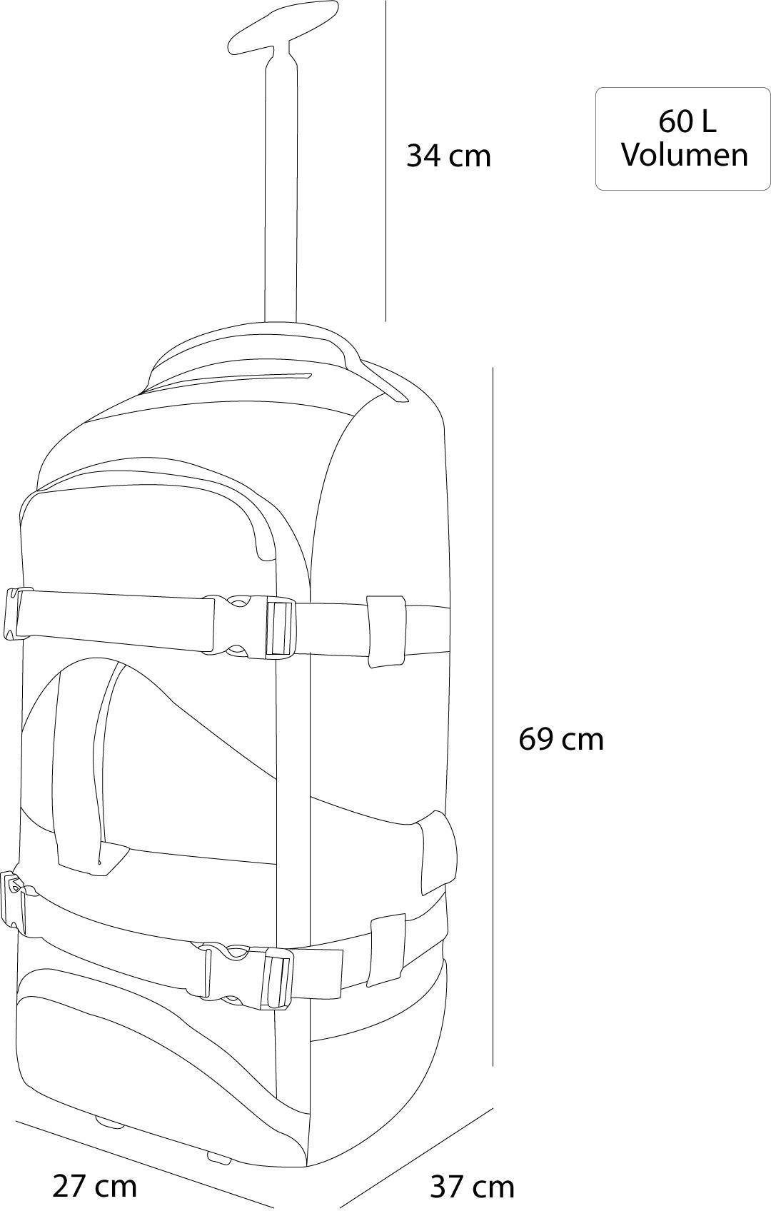 Reisetasche L 60 mit Kleidertaschen, 4 Reisetasche Trolleyfunkion Grau/Petrol 60 normani Rucksack mit Liter