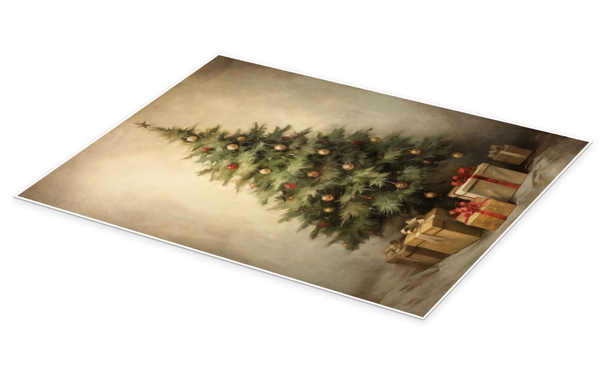 Posterlounge Wandbild Weihnachtsbaum mit Geschenken, Olga Telnova, erhältlich als Poster, Leinwandbild, Wandsticker oder Acrylglasbild