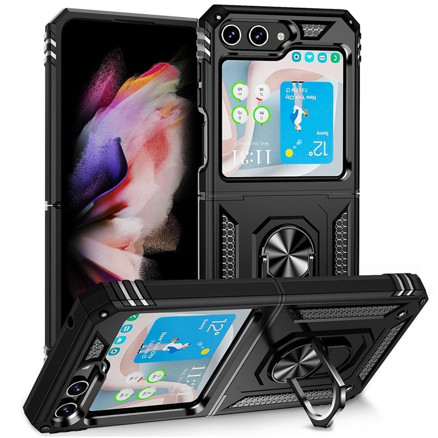 CoolGadget Handyhülle Armor Shield Case für Samsung Galaxy Z Flip 5 6,7 Zoll, Outdoor Cover Magnet Ringhalterung Handy Hülle für Galaxy Z Flip 5 5G