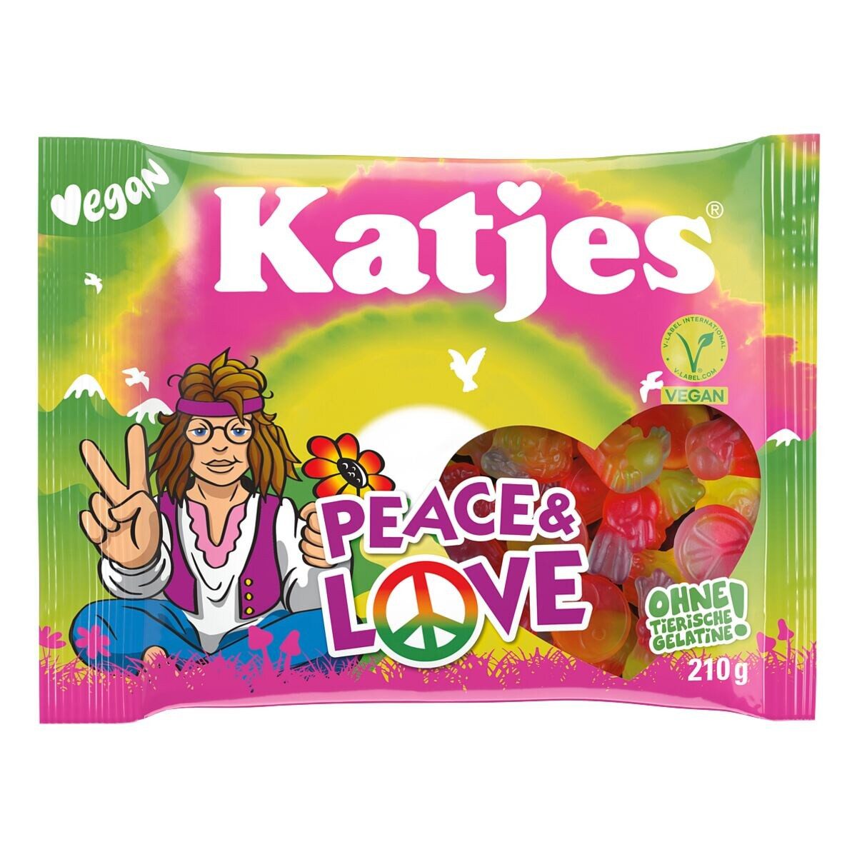 KATJES Süßigkeit Peace & Love, Fruchtgummi vegan, 210 g