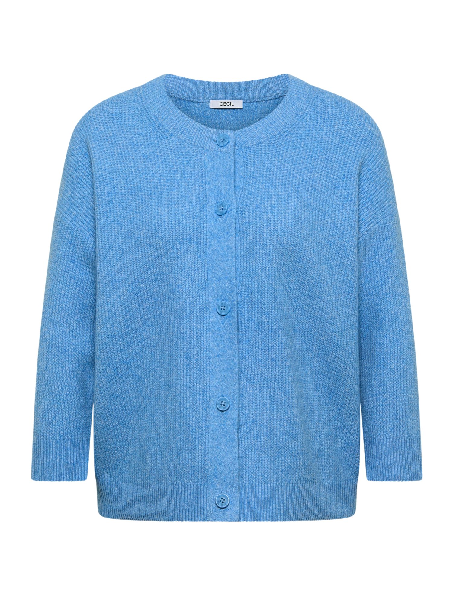 CECIL Strickjacke blau,Casual,Baumwolle,Unifarben,Rundhals,Lang,Regular Fit