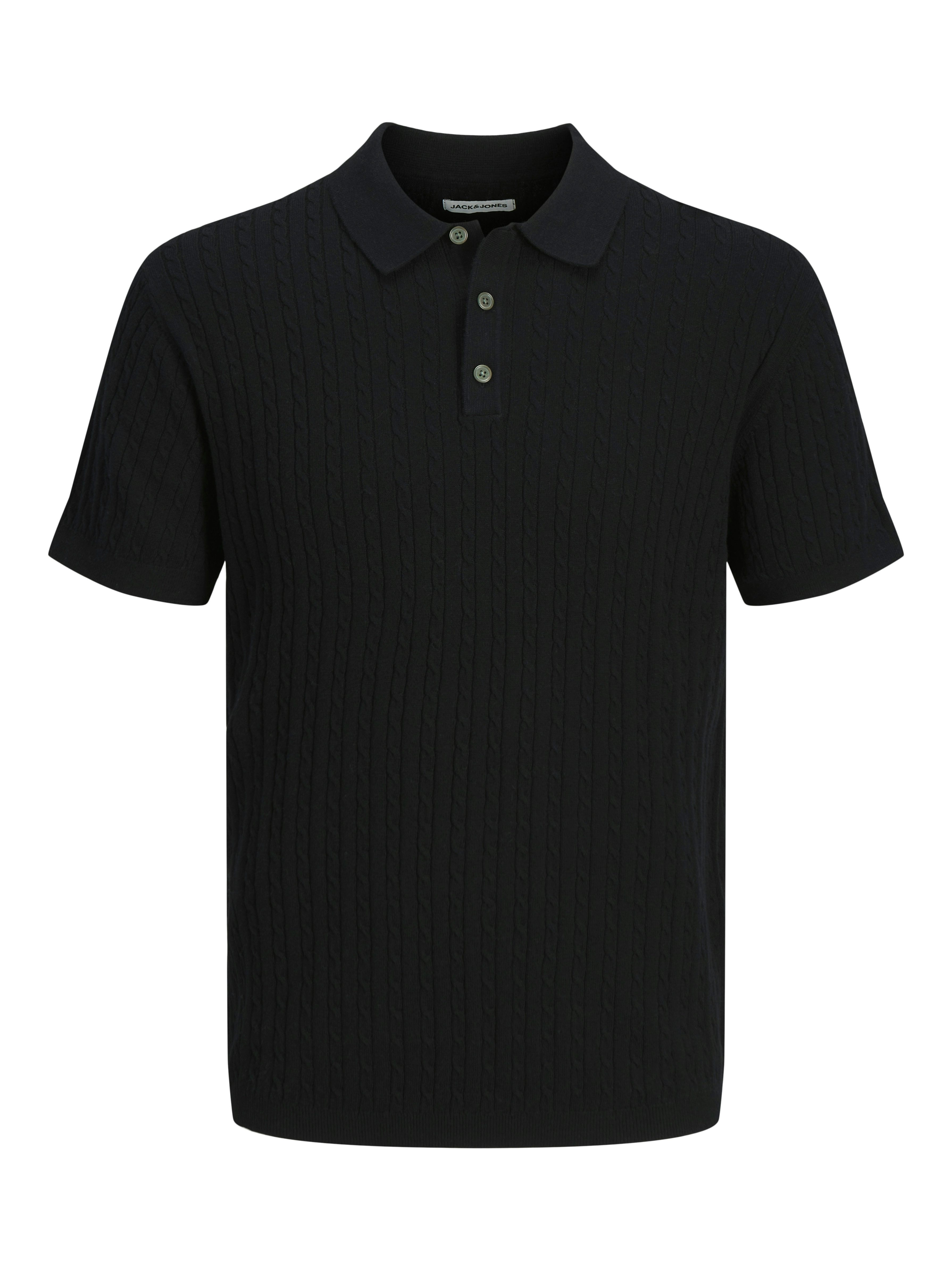 Polokragenpullover JJEEMIL KNIT CABLE POLO SS LN