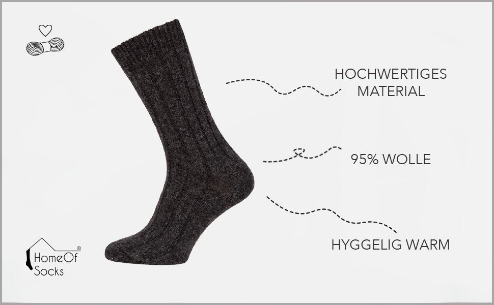95% Wollsocken HomeOfSocks & Schurwolle) Socken aus Anthrazit (Alpakawolle Wolle
