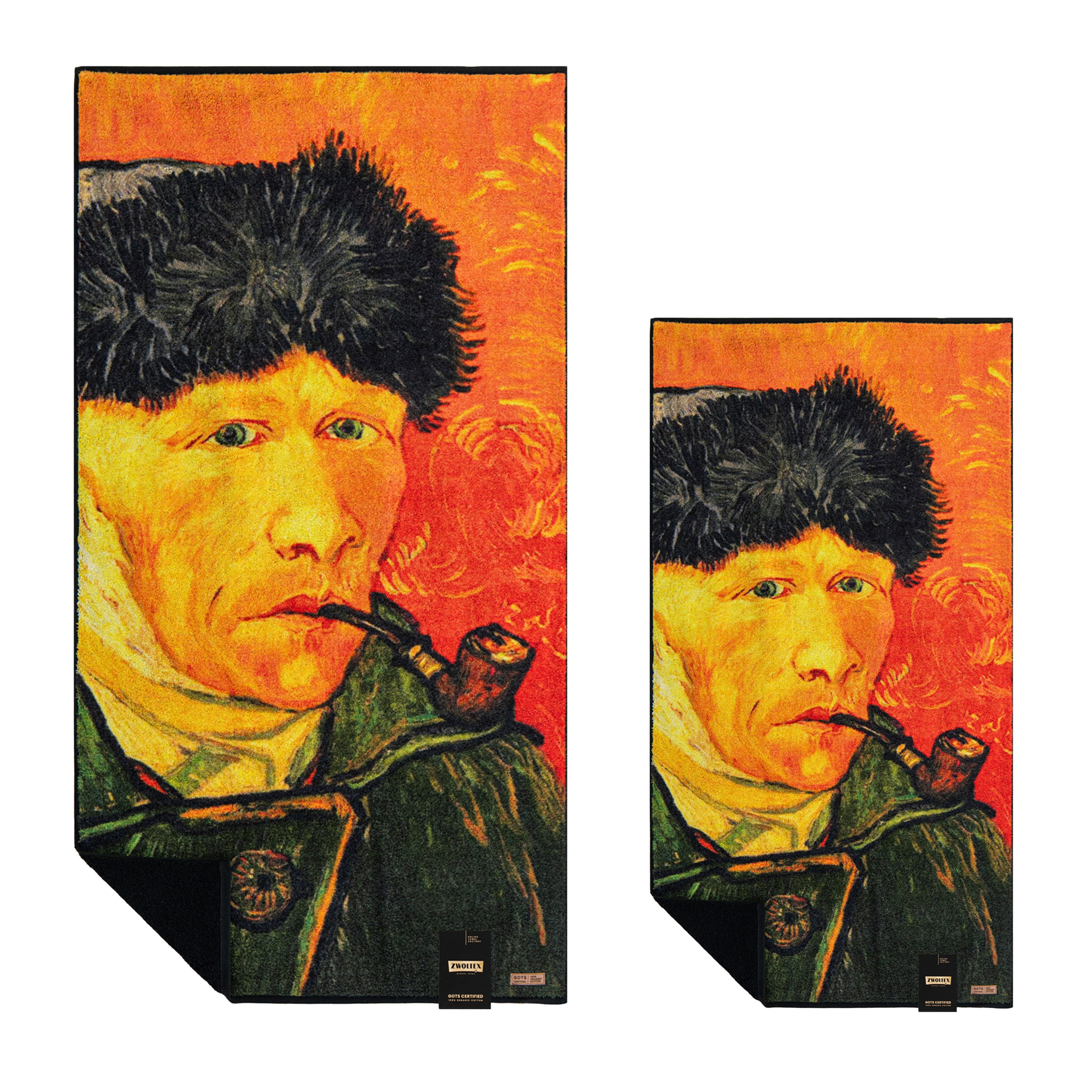 Zwoltex Handtücher Van Gogh Selbstbildnis Badetuch Set 600 g/m² Baumwolle, (50x100 & 70x140 cm 60° waschbar OEKO-TEX 100% GOTS Baumwolle), Motivdruck auf weichem, saugstarkem Handtuch