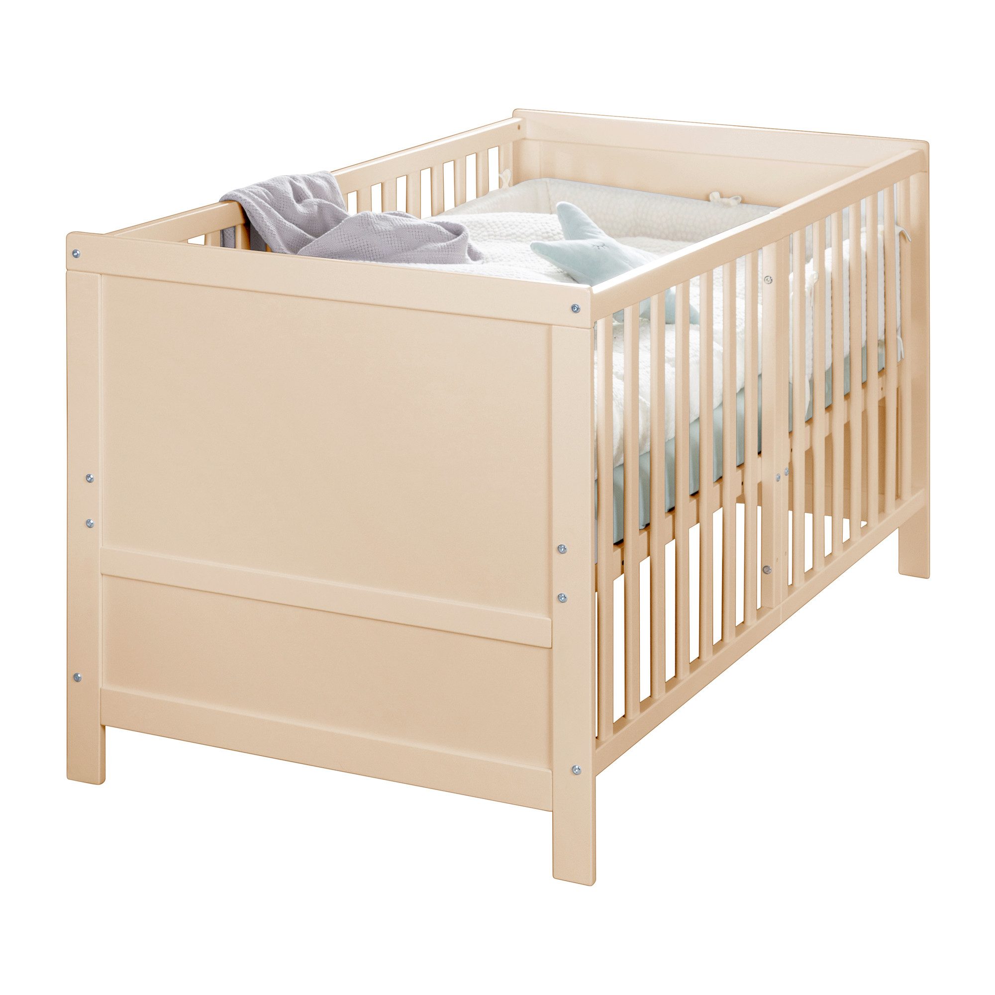 roba® Babybett EASY SLEEP 70 x 140 cm - umbaubar zum Juniorbett - Gitterbett Baby, 3 Schlupfsprossen, 3-fach höhenverstellbar