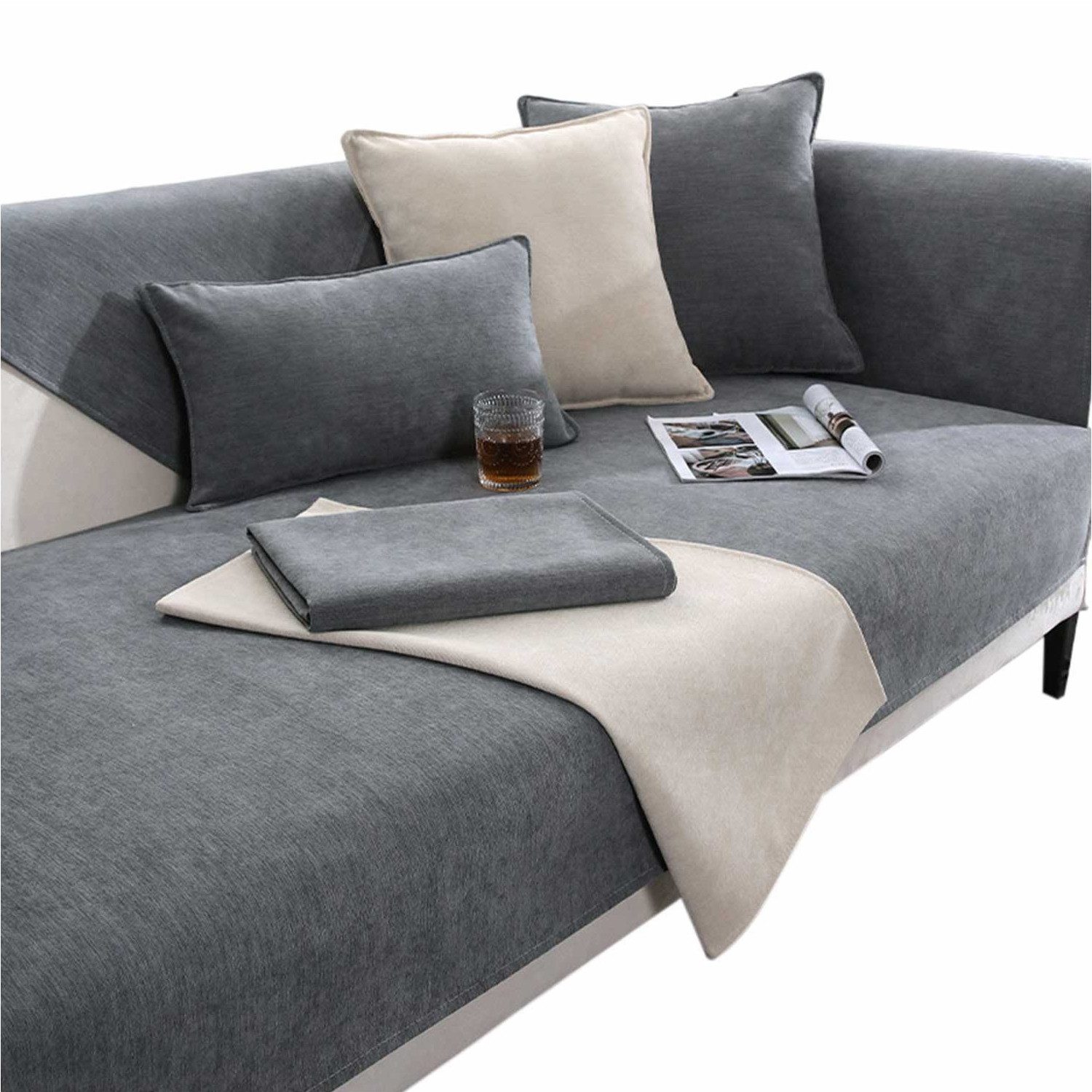 RWEUOQ Sofahusse Sofaschoner Einfarbig Sofabezug Sofa günstig online kaufen
