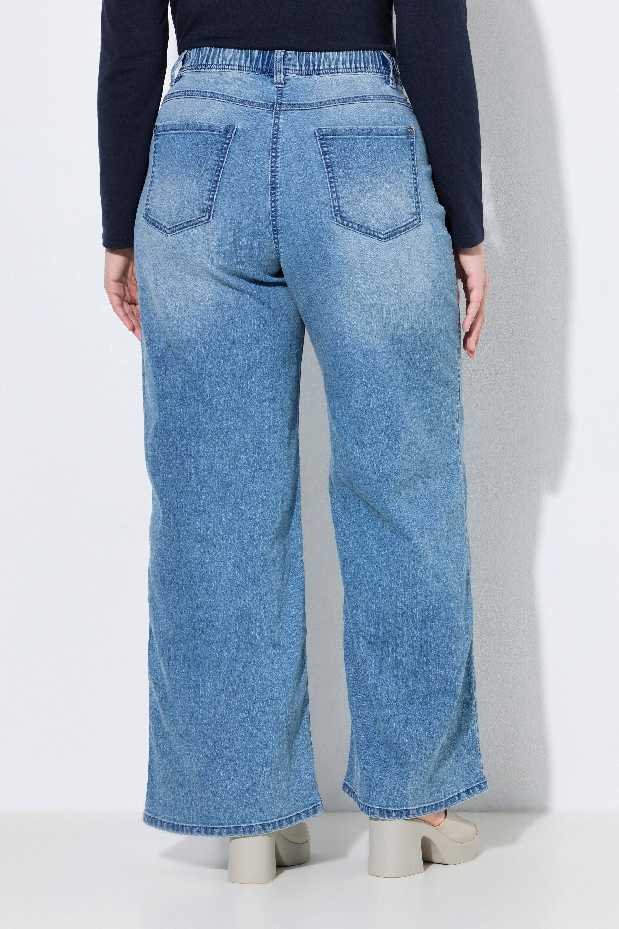 Ulla Popken 5-Pocket-Jeans Jeans Mary Stickerei extraweites Bein Komfortbund