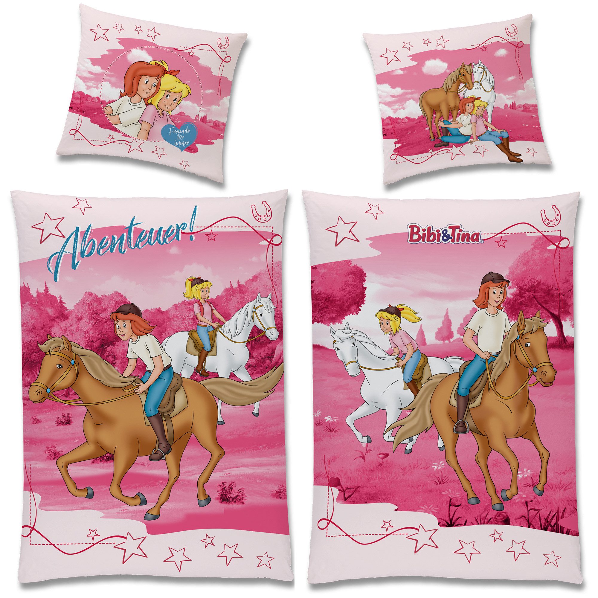 BERONAGE Kinderbettwäsche Bibi und Tina Abenteuer Bettwäsche Biber / Flanel günstig online kaufen
