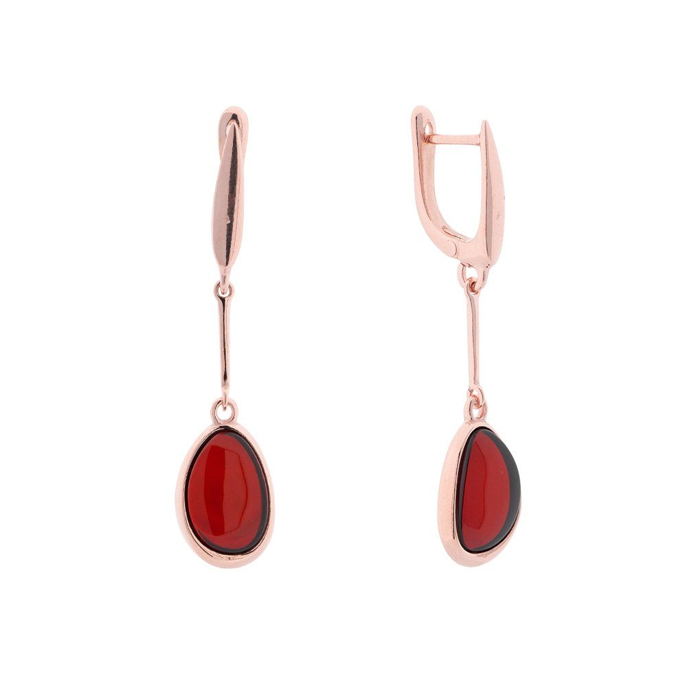 S&A Jewellery Design Paar Ohrhänger aus 925 Silber mit Kirschbernstein (Set, 2-tlg), 925 Sterling Silber Silberschmuck für Damen