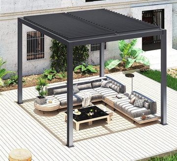 Oster SIcht und Sonnenschutz Pergola Premium Aluminium Pergola mit Lamellendach 3x3m, Lamellendach aus Aluminium