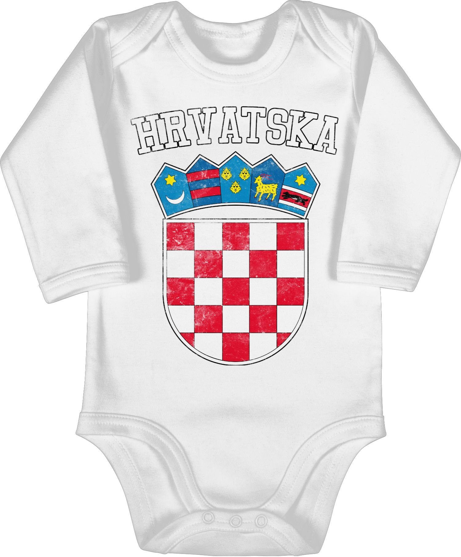 Shirtracer Shirtbody Kroatien Wappen WM - Fussball EM 2024 Baby - Bio Baby  Strampler langarm fussball strampler baby - em fan artikel - kroatien body  - fun bodys