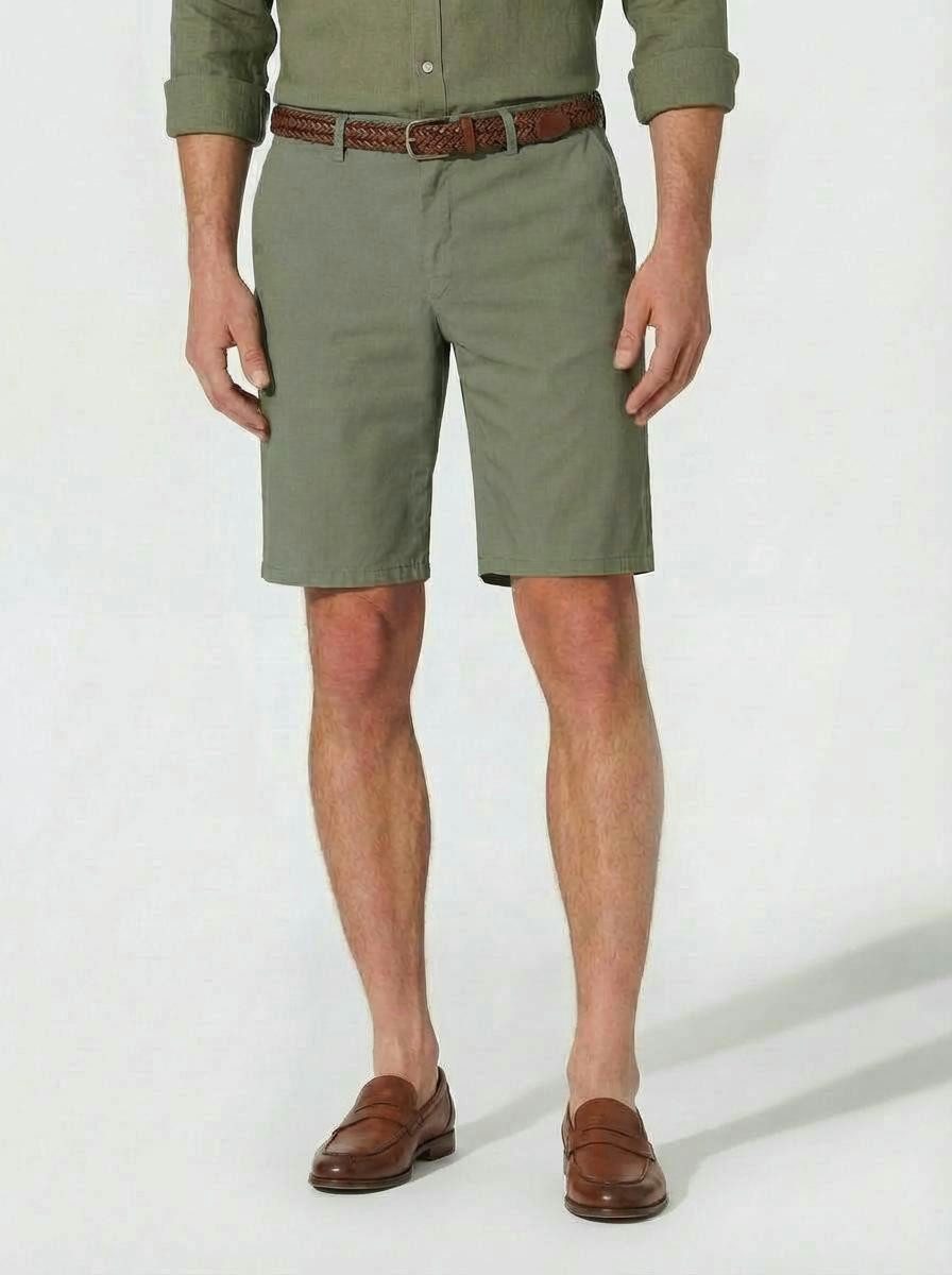 Hiltl Chinoshorts Parmino Bermuda Herren Regular Fit Summer Popeline, salbei, 48 leichte Shorts aus Baumwolle-Lyocell-Mix, knitterarme Sommerhose