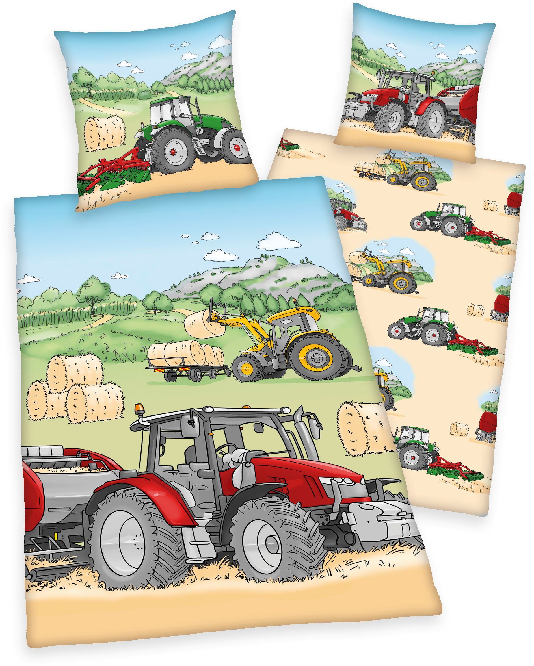 Kinderbettwäsche »Traktor«, Herding Young Collection, Renforcé, mit tollem  Traktoren-Motiv