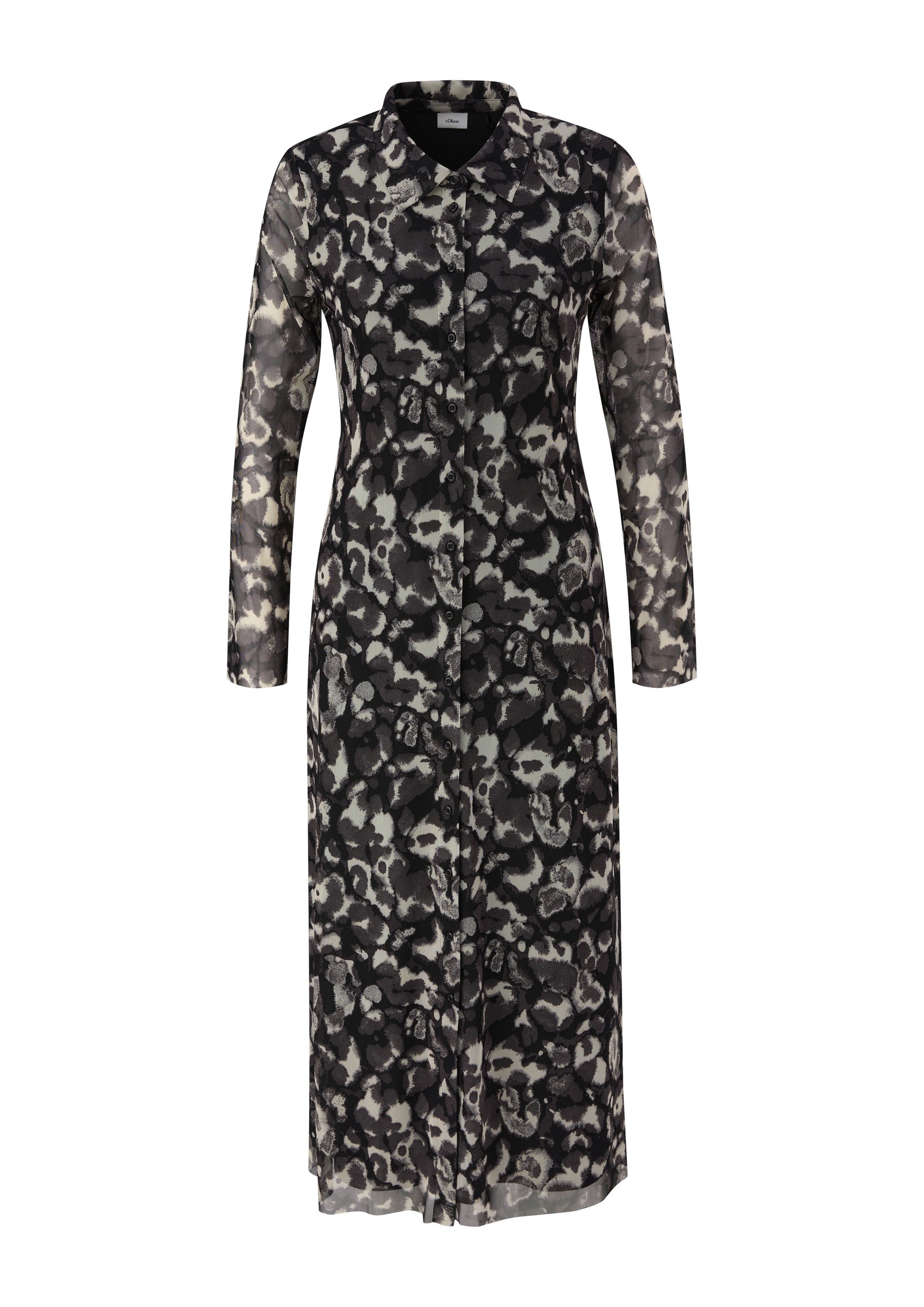 s.Oliver Midikleid Kleid Hemdblusenkleid aus Mesh